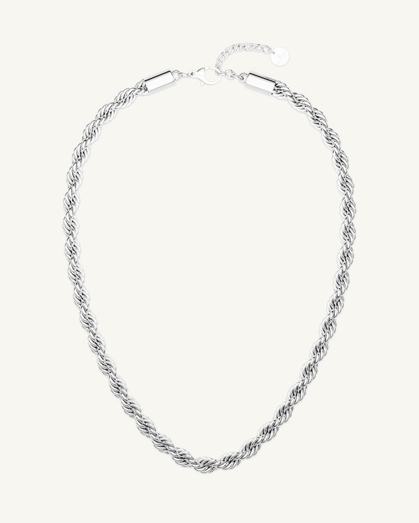 A Chain Necklace in polished Silver plated-316L stainless steel from Waldor & Co. The model is Olmo Chain Polished.