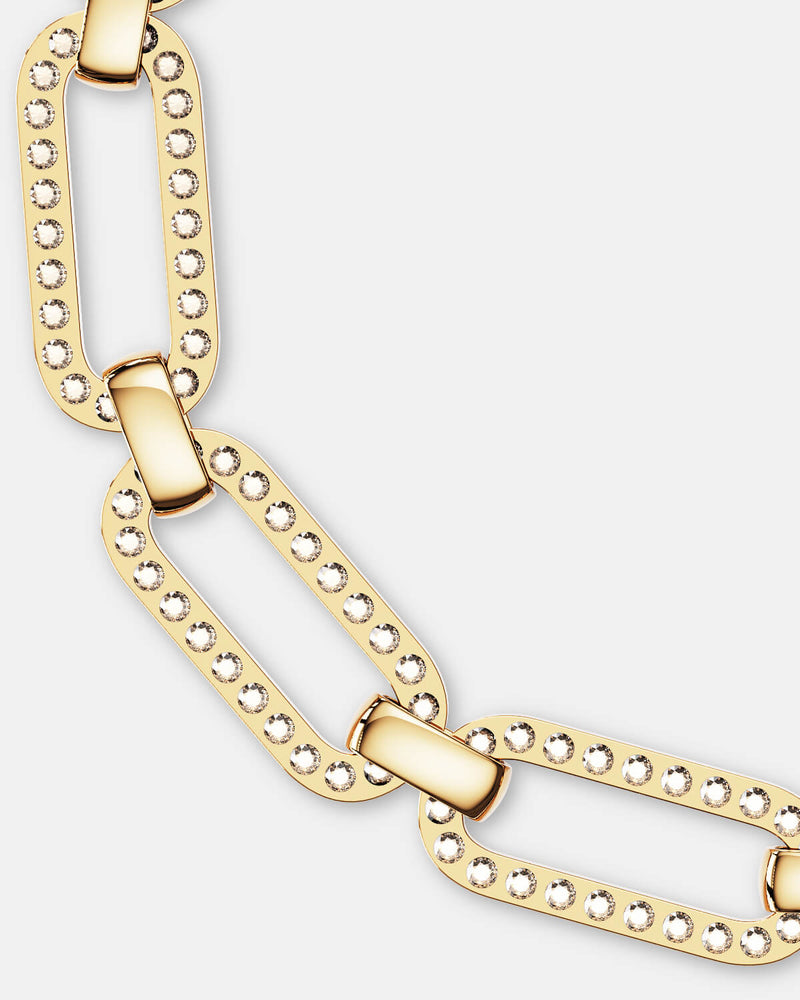 Armband i polerat rostfritt stål i 14k guld från WALDOR & CO. One size. Modellen är Ideal Chain Polished