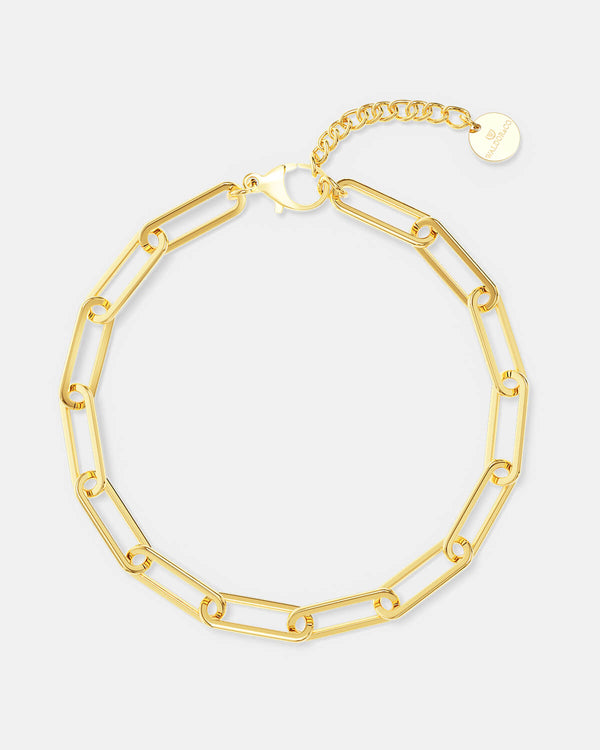 Armband i polerat rostfritt stål i 14k guld från WALDOR & CO. One size. Modellen är  Mirihi Chain Polished